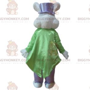 Traje Mascote Coelho Branco BIGGYMONKEY™ Traje Elegante –