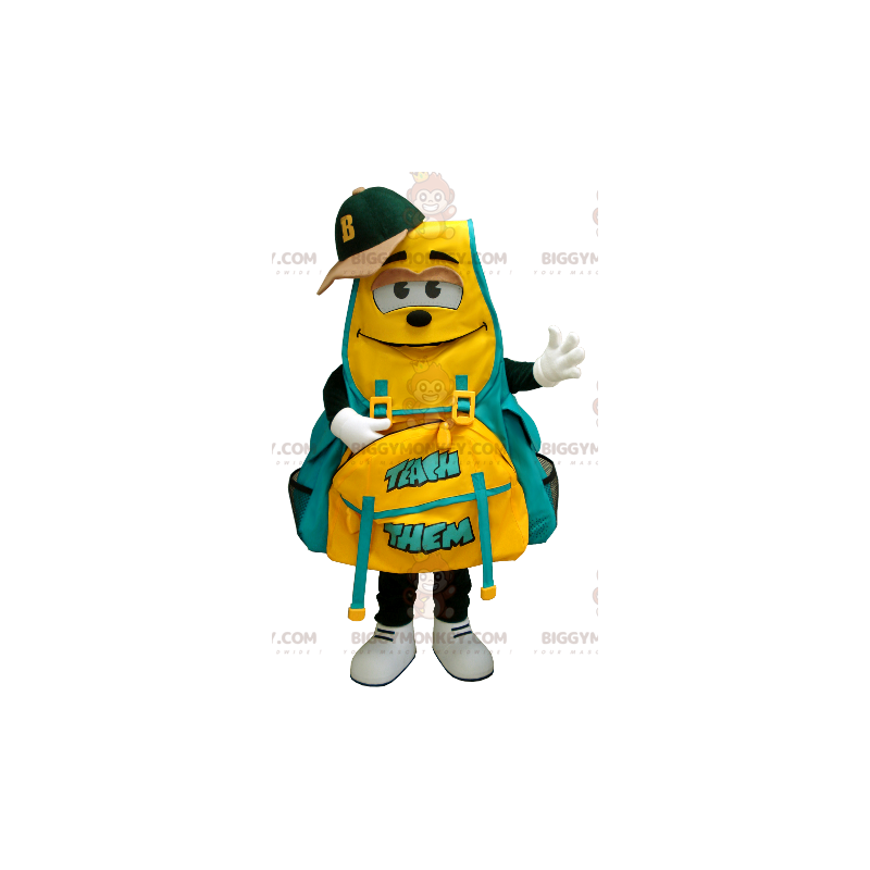 Costume da mascotte BIGGYMONKEY™ zaino giallo e verde -