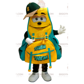 Traje de mascote de mochila amarela e verde BIGGYMONKEY™ –