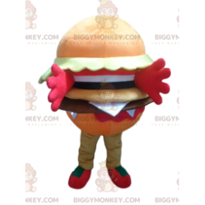 Maskotka pomarańczowy hamburger BIGGYMONKEY™, kostium