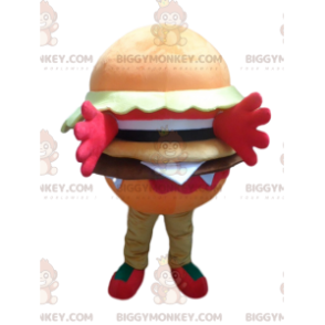Orange hamburger BIGGYMONKEY™ maskotkostume, hamburgerkostume -