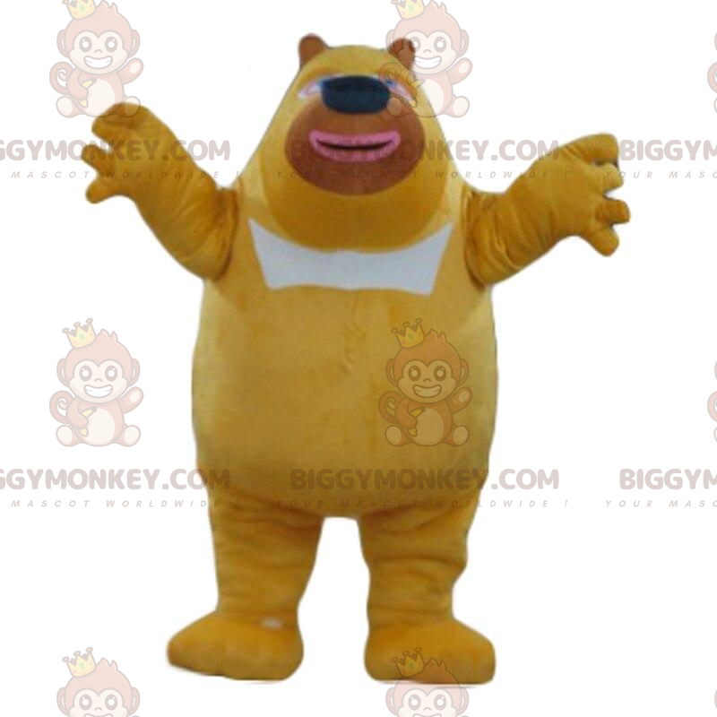 Grote gele en witte beer BIGGYMONKEY™ mascottekostuum