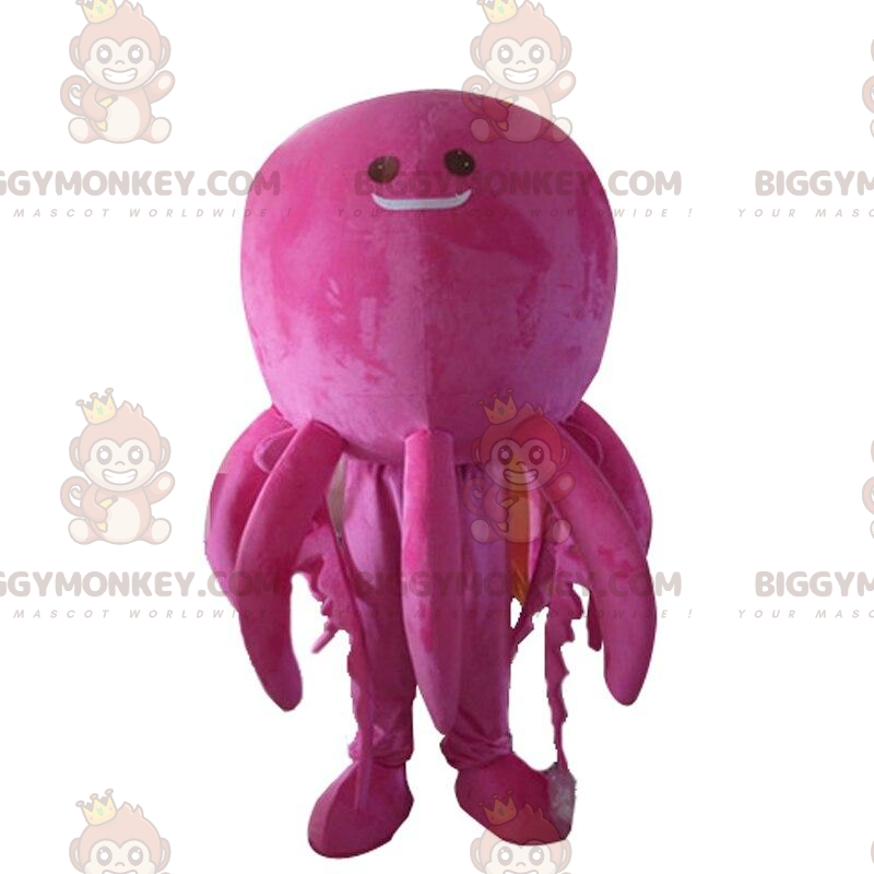 Traje de mascote de polvo rosa sorridente gigante BIGGYMONKEY™