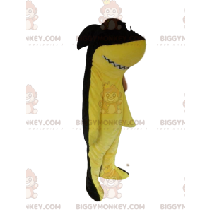 Traje de mascote BIGGYMONKEY™ tubarão amarelo e preto, traje de