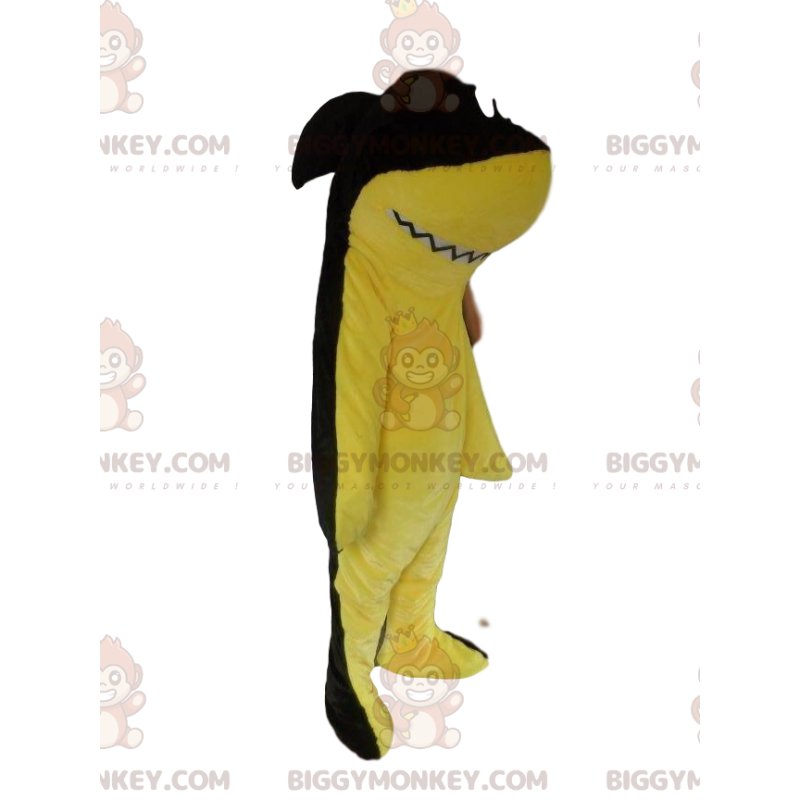 BIGGYMONKEY™ mascot costume yellow and black shark, sea costume