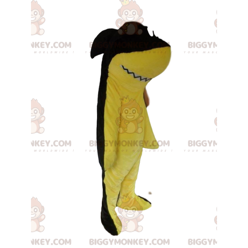 Costume de mascotte BIGGYMONKEY™ de requin jaune et noir