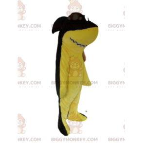 BIGGYMONKEY™ costume da mascotte squalo giallo e nero, costume