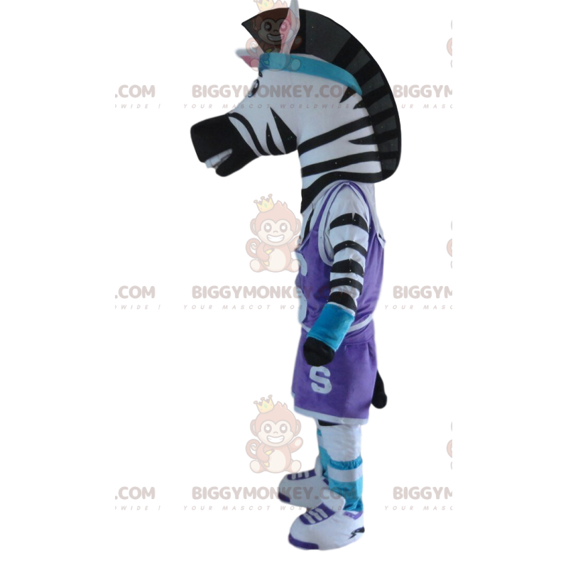 BIGGYMONKEY™ mascot costume of zebra in sportswear, sports