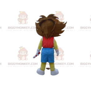 Costume de mascotte BIGGYMONKEY™ de lion jaune en tenue de