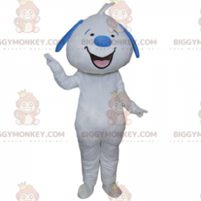 BIGGYMONKEY™ Costume mascotte cane bianco e blu sorridente