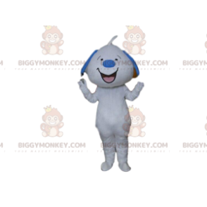 BIGGYMONKEY™ Costume mascotte cane bianco e blu sorridente