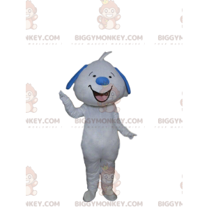 BIGGYMONKEY™ hymyilevä valkoinen ja sininen koiran maskottiasu