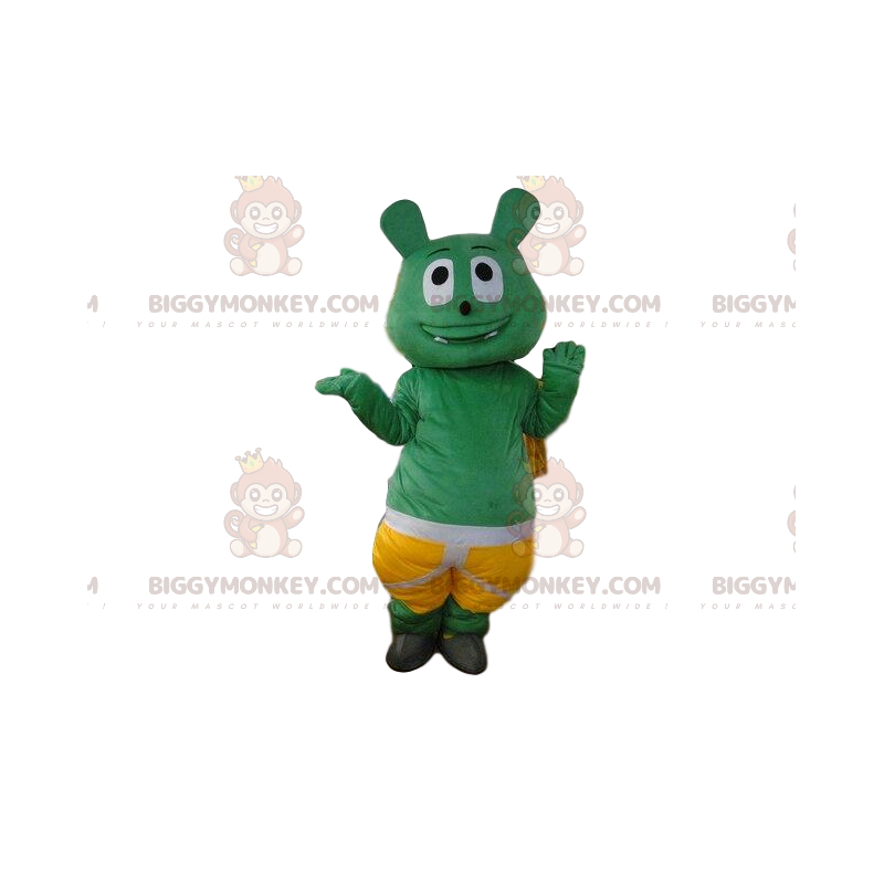 Costume de mascotte BIGGYMONKEY™ de monstre vert avec un short