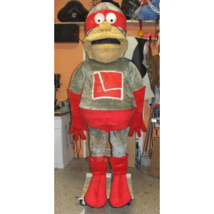 Costume da mascotte BIGGYMONKEY™ da supereroe grigio e rosso -