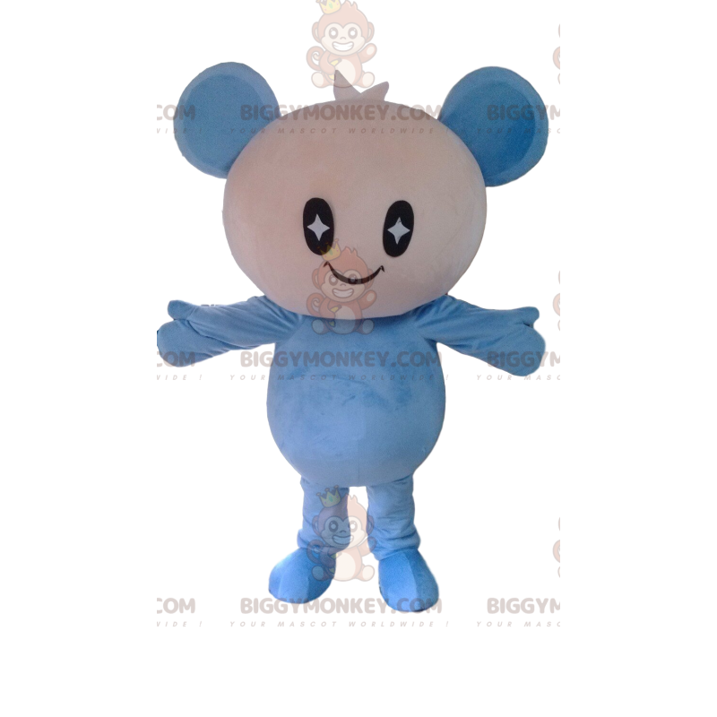 Fantasia de mascote BIGGYMONKEY™ de boneca branca e azul