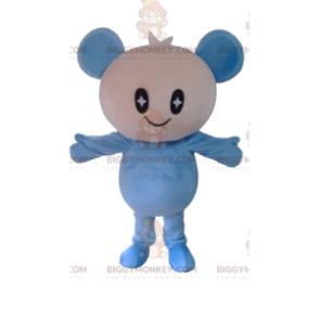 Fantasia de mascote BIGGYMONKEY™ de boneca branca e azul