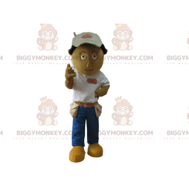 Traje de mascote BIGGYMONKEY™, trabalhador, faz-tudo, roupa de