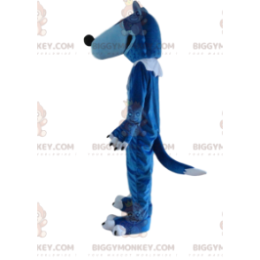 Blauwe en witte wolf BIGGYMONKEY™ mascotte kostuum, gigantische