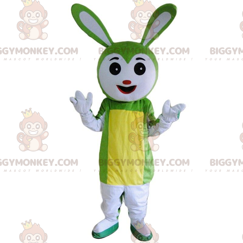 Costume de mascotte BIGGYMONKEY™ de lapin blanc et vert