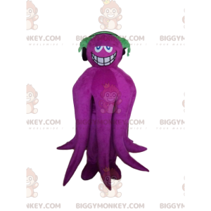 BIGGYMONKEY™ smilende lilla blækspruttemaskotkostume med