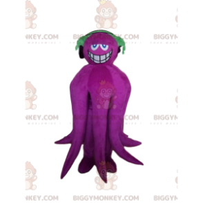 Costume de mascotte BIGGYMONKEY™ de pieuvre violette souriante
