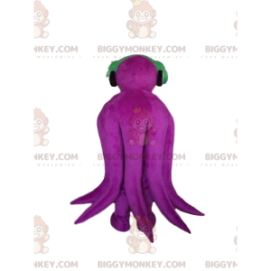 BIGGYMONKEY™ lächelndes lila Oktopus-Maskottchen-Kostüm mit