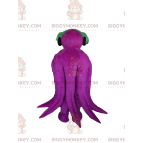 BIGGYMONKEY™ Glimlachend paarse octopus mascottekostuum met
