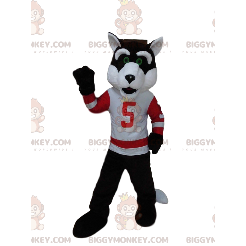 BIGGYMONKEY™ mascottekostuum van wolf in sportkleding, sportief