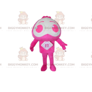 BIGGYMONKEY™ maskottiasu vaaleanpunainen ja valkoinen hahmo