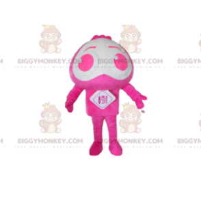 Traje de mascote BIGGYMONKEY™ personagem rosa e branco, traje