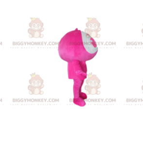 Traje de mascote BIGGYMONKEY™ personagem rosa e branco, traje