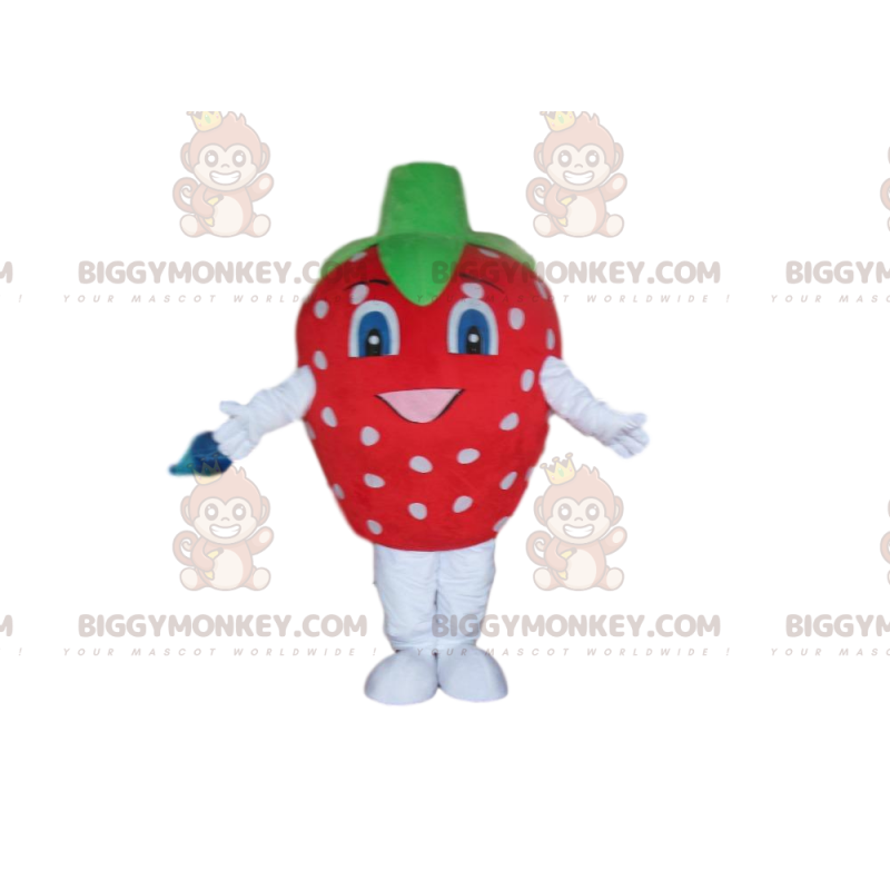 Maskotka BIGGYMONKEY™ z czerwonej truskawki w białe kropki