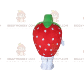 BIGGYMONKEY™ mascot costume of red strawberry with white polka