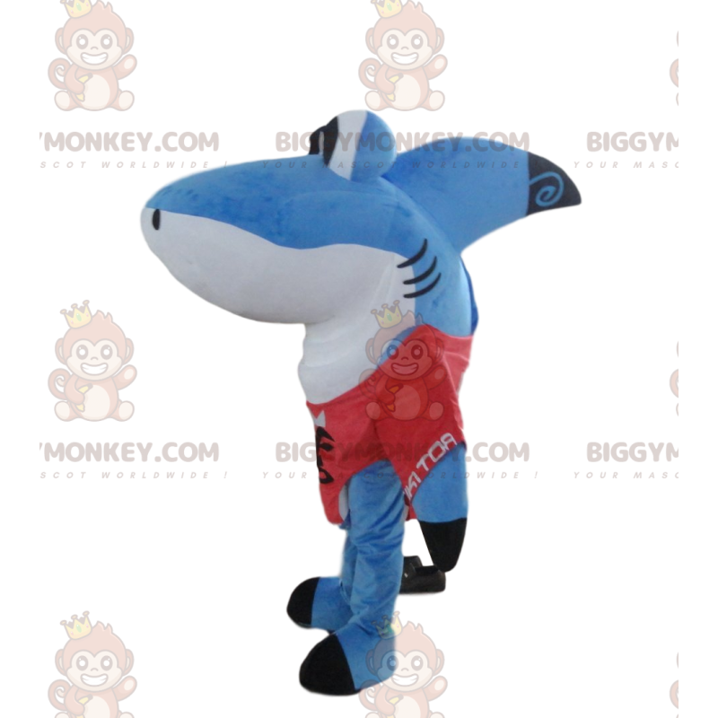 BIGGYMONKEY™ Costume da mascotte grande squalo blu e bianco