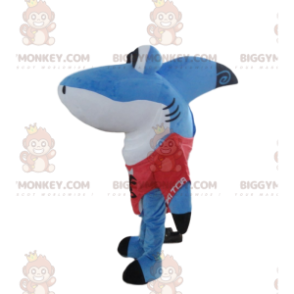 BIGGYMONKEY™ Costume da mascotte grande squalo blu e bianco