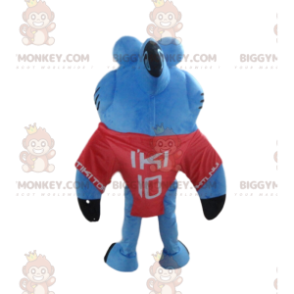 Traje de mascote de tubarão azul e branco BIGGYMONKEY™, traje