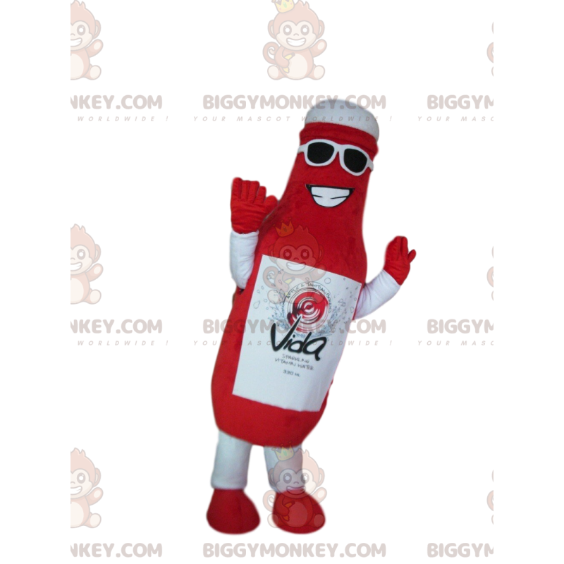 Costume de mascotte BIGGYMONKEY™ de bouteille rouge géante