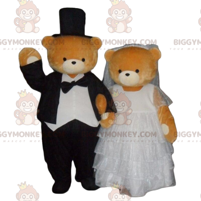 Costume da mascotte sposato Teddy Bear BIGGYMONKEY™, costume da