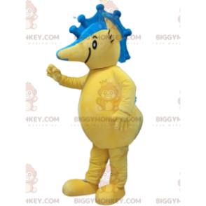 Costume de mascotte BIGGYMONKEY™ d'hippocampe jaune et bleu