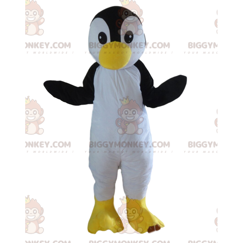 Fully Customizable Black and White Penguin BIGGYMONKEY™ Mascot