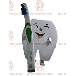 Giant Tooth BIGGYMONKEY™ mascottekostuum met tandenborstel -