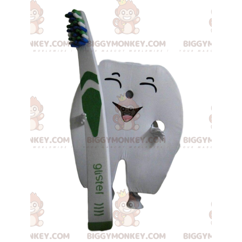 Giant Tooth BIGGYMONKEY™ Mascot Costume with Toothbrush –