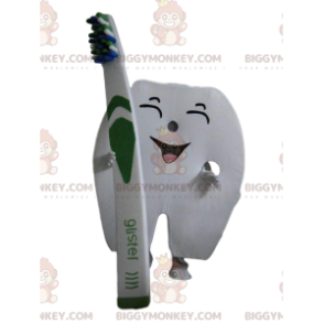 Costume de mascotte BIGGYMONKEY™ de dent géante avec une brosse