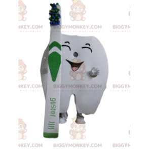 Costume de mascotte BIGGYMONKEY™ de dent géante avec une brosse