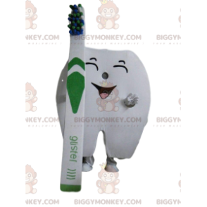 Giant Tooth BIGGYMONKEY™ Mascot Costume with Toothbrush –