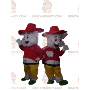 2 mascotas BIGGYMONKEY™s de cerdos de la caricatura "Los 3