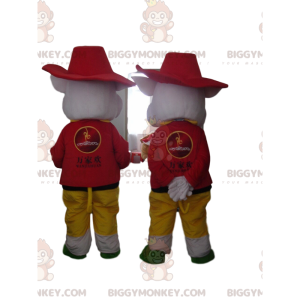 2 mascotte BIGGYMONKEY™s di maiali dal cartone animato "I 3