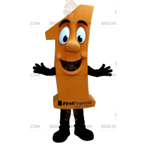 Oranje nummer één BIGGYMONKEY™ mascottekostuum - Biggymonkey.com