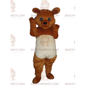 BIGGYMONKEY™ Maskottchenkostüm braun-weißes Teddybärkostüm -