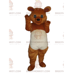 BIGGYMONKEY™ Maskottchenkostüm braun-weißes Teddybärkostüm -